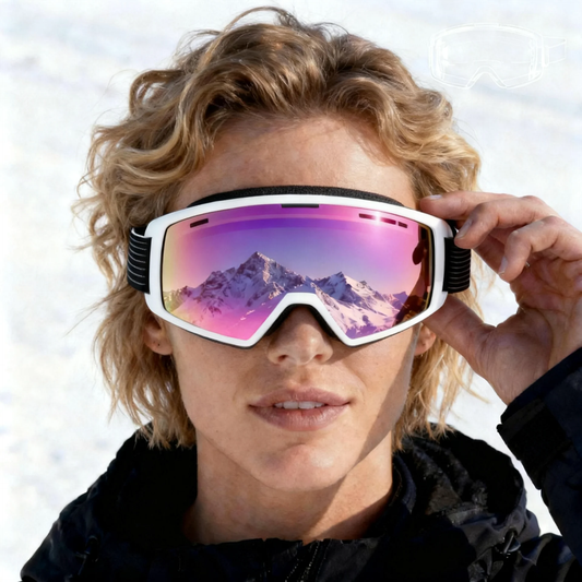 OTG Ski Goggles, Interchangeable Lens, Anti-Fog Polycarbonate Cylindrical Lens | Pink