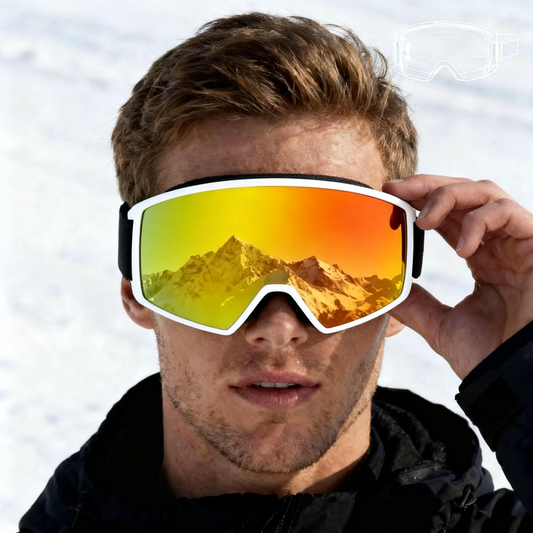 OTG Ski Goggles, Interchangeable Lens, Anti-Fog Polycarbonate Cylindrical Lens | Orange