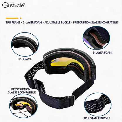 OTG Ski Goggles, Interchangeable Lens, Anti-Fog Polycarbonate Cylindrical Lens | Pink