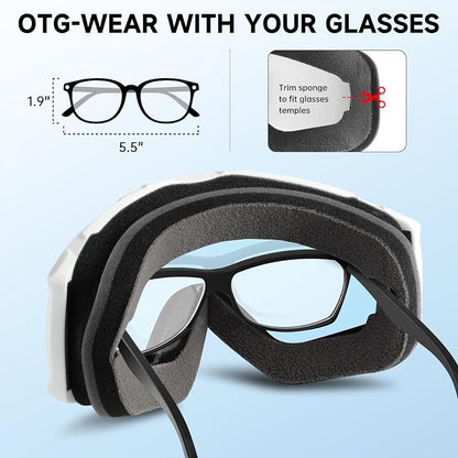 OTG Ski Goggles, Interchangeable Lens, Anti-Fog Polycarbonate Cylindrical Lens | Pink