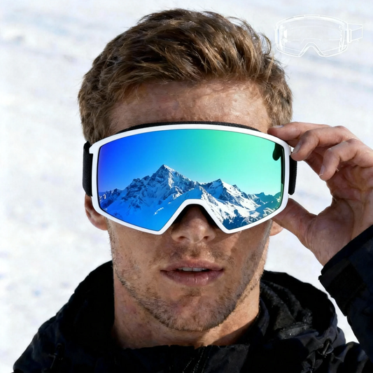 OTG Ski Goggles, Interchangeable Lens, Anti-Fog Polycarbonate Cylindrical Lens | Green