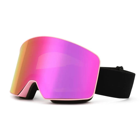 OTG Ski Goggles, Interchangeable Lens, Anti-Fog Polycarbonate Cylindrical Lens | Pink